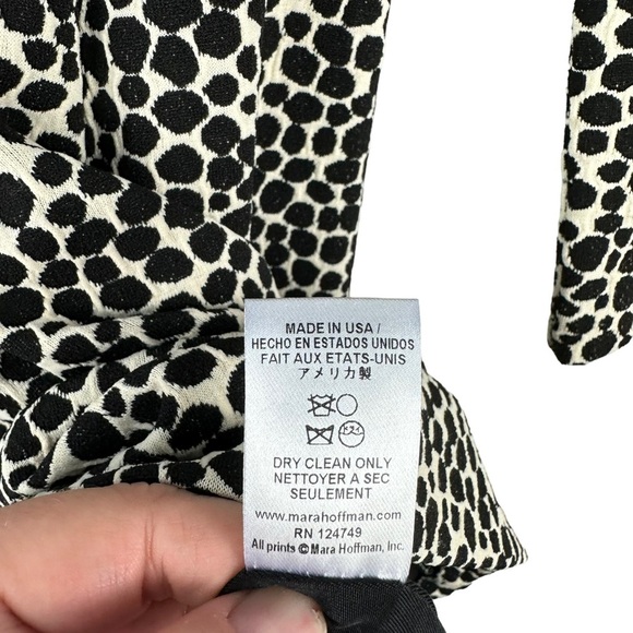 Mara Hoffman Sz S Women's Black White Spotted Fit and Flare Long Sleeve Dress - Picture 7 of 12